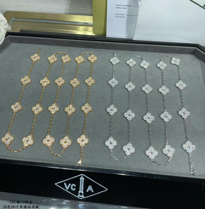 [Panda Jewelry]CLOVER 20 MOTIFS FULL-DIAMOND NECKLACE
