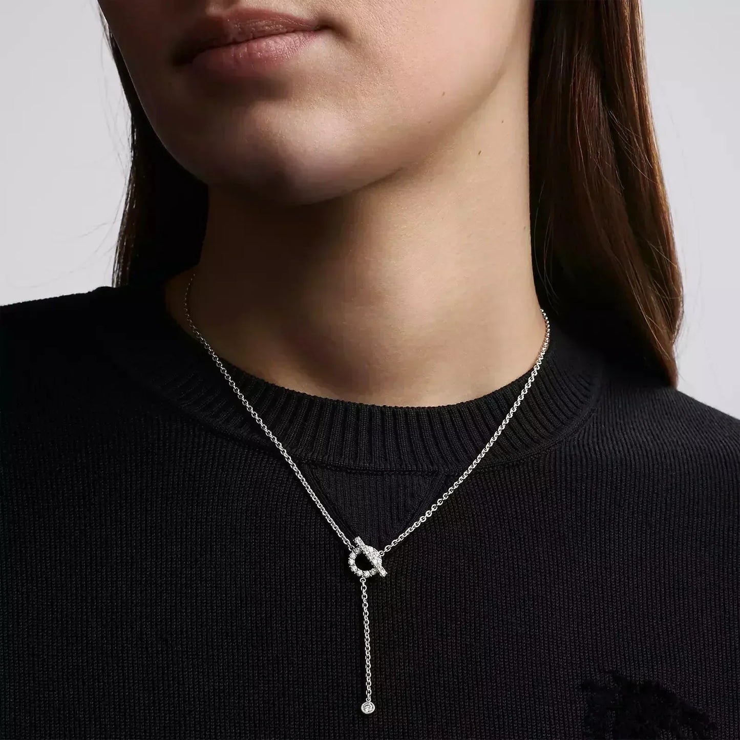 [Panda Jewelry]FINESSE SILVER DIAMOND NECKLACE