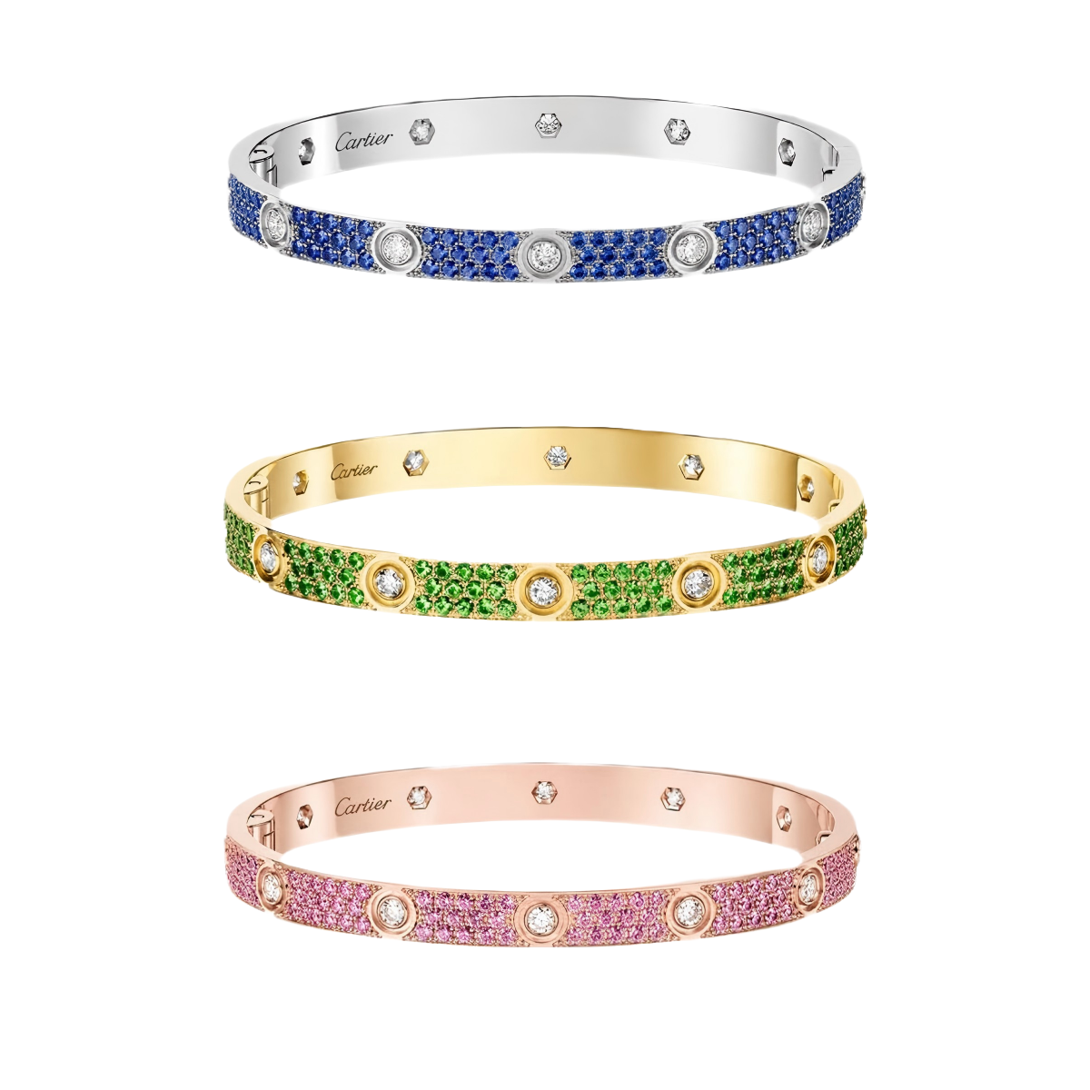 [✨Panda Jewelry💎]2026 PAVE GEMSTONE LOVE BRACELET 6.1MM 10 DIAMONDS