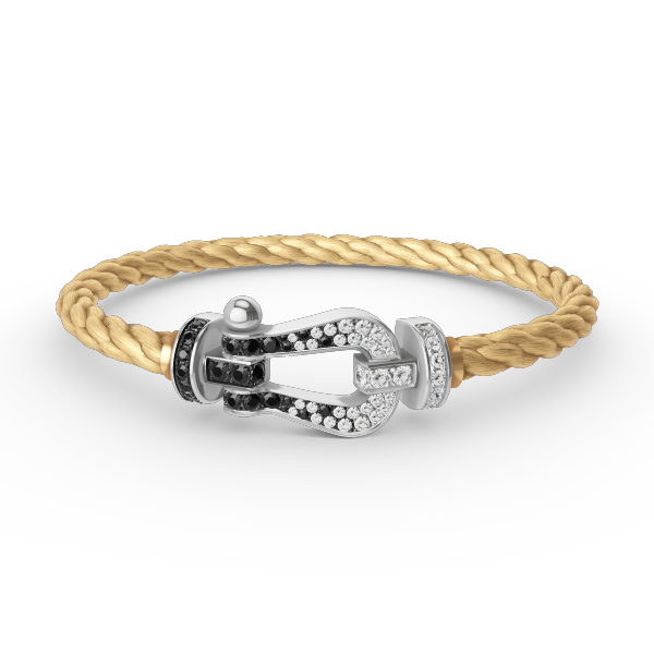 [Panda Jewelry]FORCE LARGE HORSESHOE BLACK WHITE DIAMOND BRACELET SILVER