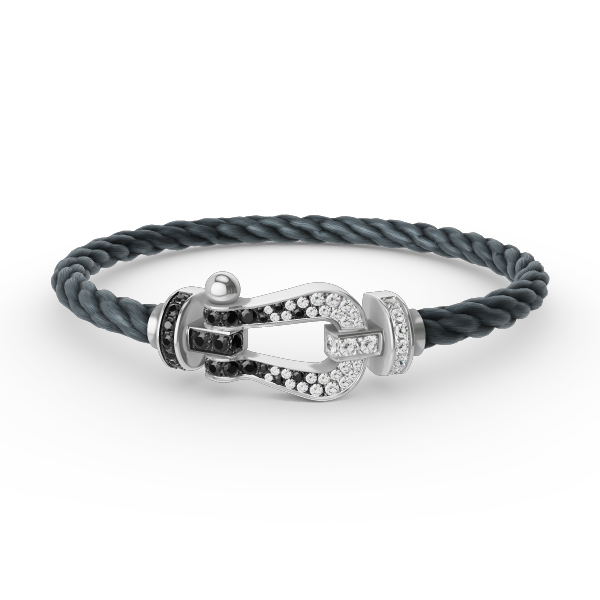 [Panda Jewelry]FORCE LARGE HORSESHOE BLACK WHITE DIAMOND BRACELET SILVER