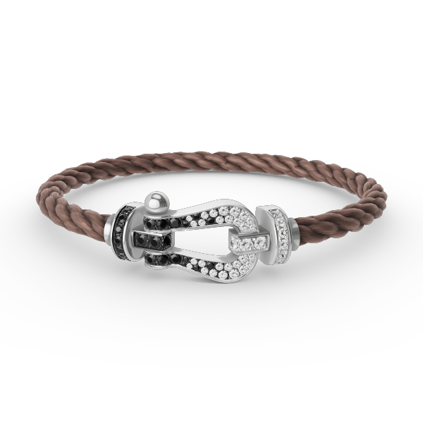 [Panda Jewelry]FORCE LARGE HORSESHOE BLACK WHITE DIAMOND BRACELET SILVER