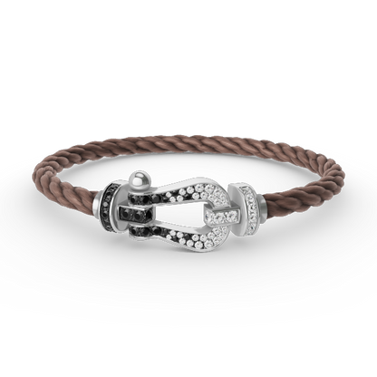 [Panda Jewelry]FORCE LARGE HORSESHOE BLACK WHITE DIAMOND BRACELET SILVER