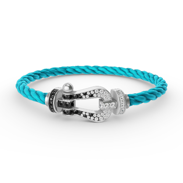 [Panda Jewelry]FORCE LARGE HORSESHOE BLACK WHITE DIAMOND BRACELET SILVER