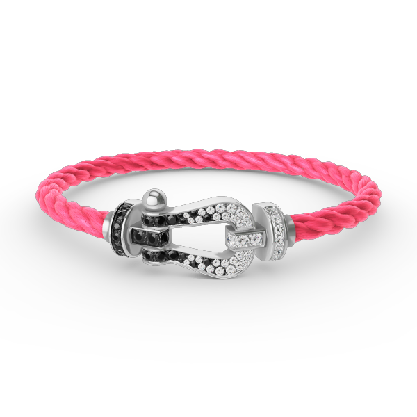[Panda Jewelry]FORCE LARGE HORSESHOE BLACK WHITE DIAMOND BRACELET SILVER