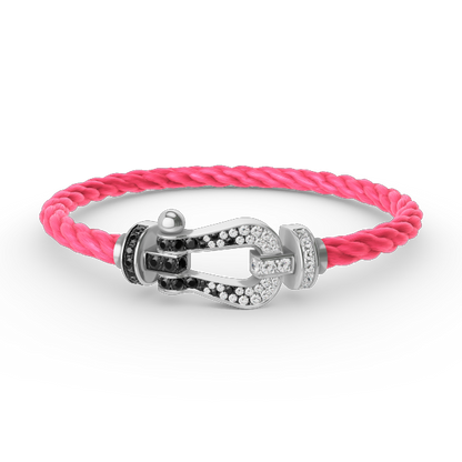 [Panda Jewelry]FORCE LARGE HORSESHOE BLACK WHITE DIAMOND BRACELET SILVER