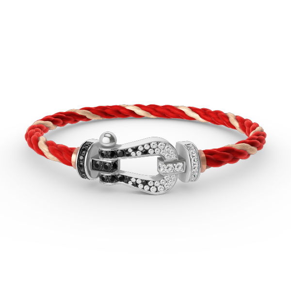 [Panda Jewelry]FORCE LARGE HORSESHOE BLACK WHITE DIAMOND BRACELET SILVER