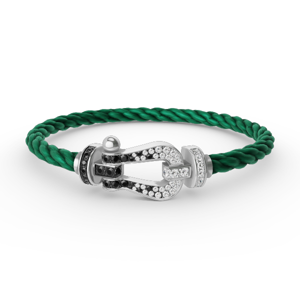 [Panda Jewelry]FORCE LARGE HORSESHOE BLACK WHITE DIAMOND BRACELET SILVER