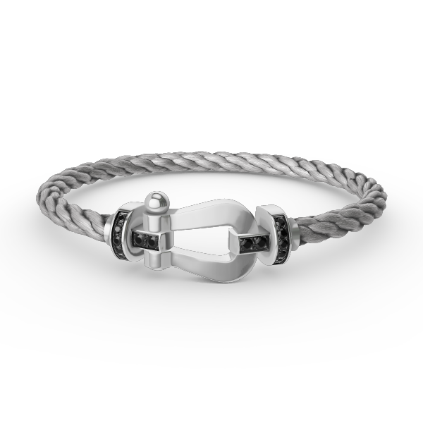 [Panda Jewelry]FORCE LARGE HORSESHOE BLACK DIAMOND BRACELET SILVER