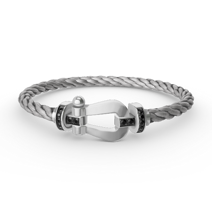 [Panda Jewelry]FORCE LARGE HORSESHOE BLACK DIAMOND BRACELET SILVER