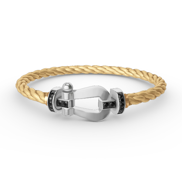 [Panda Jewelry]FORCE LARGE HORSESHOE BLACK DIAMOND BRACELET SILVER
