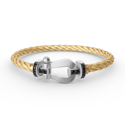 [Panda Jewelry]FORCE LARGE HORSESHOE BLACK DIAMOND BRACELET SILVER