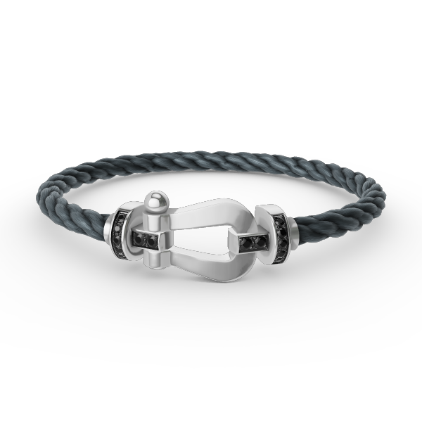 [Panda Jewelry]FORCE LARGE HORSESHOE BLACK DIAMOND BRACELET SILVER