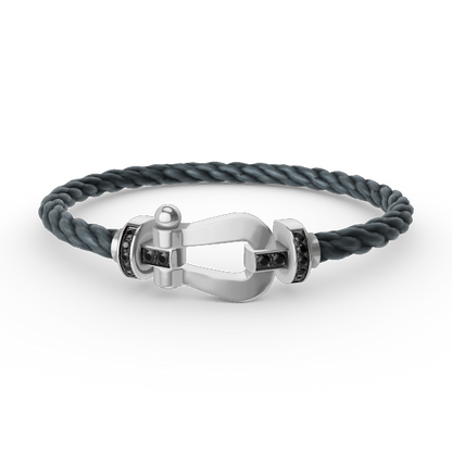 [Panda Jewelry]FORCE LARGE HORSESHOE BLACK DIAMOND BRACELET SILVER