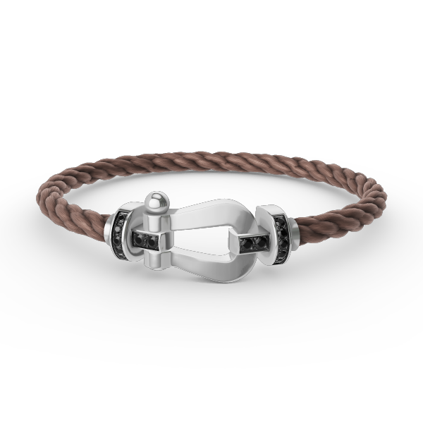 [Panda Jewelry]FORCE LARGE HORSESHOE BLACK DIAMOND BRACELET SILVER