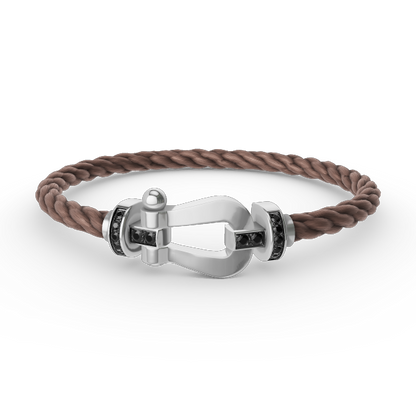 [Panda Jewelry]FORCE LARGE HORSESHOE BLACK DIAMOND BRACELET SILVER