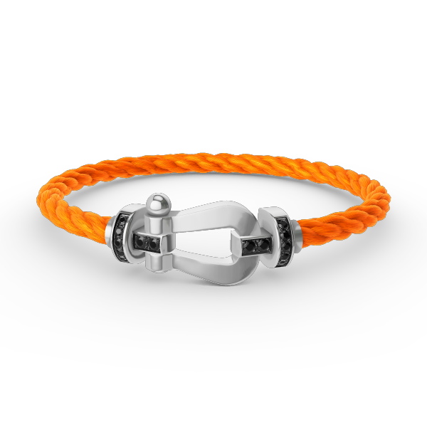 [Panda Jewelry]FORCE LARGE HORSESHOE BLACK DIAMOND BRACELET SILVER