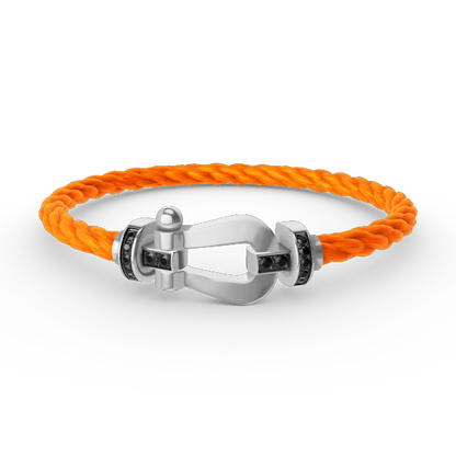 [Panda Jewelry]FORCE LARGE HORSESHOE BLACK DIAMOND BRACELET SILVER