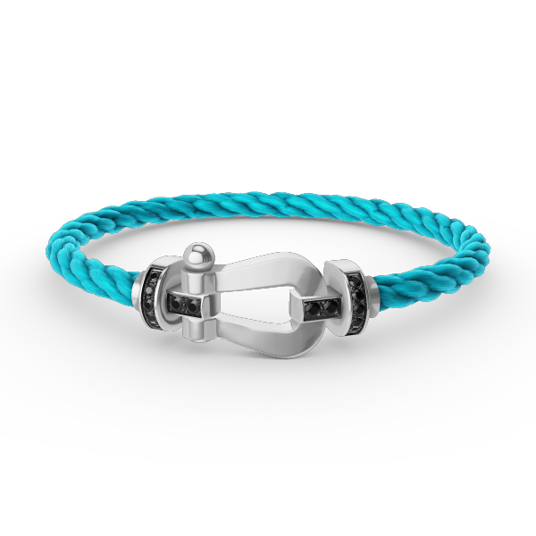 [Panda Jewelry]FORCE LARGE HORSESHOE BLACK DIAMOND BRACELET SILVER