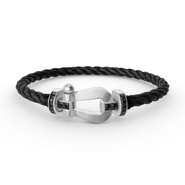 [Panda Jewelry]FORCE LARGE HORSESHOE BLACK DIAMOND BRACELET SILVER