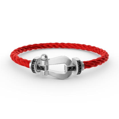 [Panda Jewelry]FORCE LARGE HORSESHOE BLACK DIAMOND BRACELET SILVER