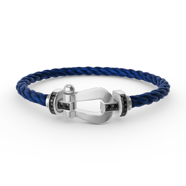 [Panda Jewelry]FORCE LARGE HORSESHOE BLACK DIAMOND BRACELET SILVER