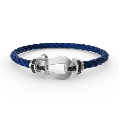 [Panda Jewelry]FORCE LARGE HORSESHOE BLACK DIAMOND BRACELET SILVER