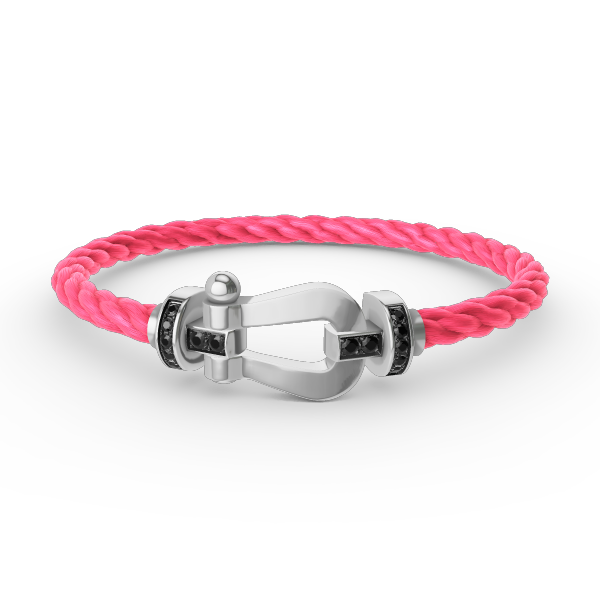 [Panda Jewelry]FORCE LARGE HORSESHOE BLACK DIAMOND BRACELET SILVER
