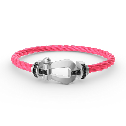 [Panda Jewelry]FORCE LARGE HORSESHOE BLACK DIAMOND BRACELET SILVER