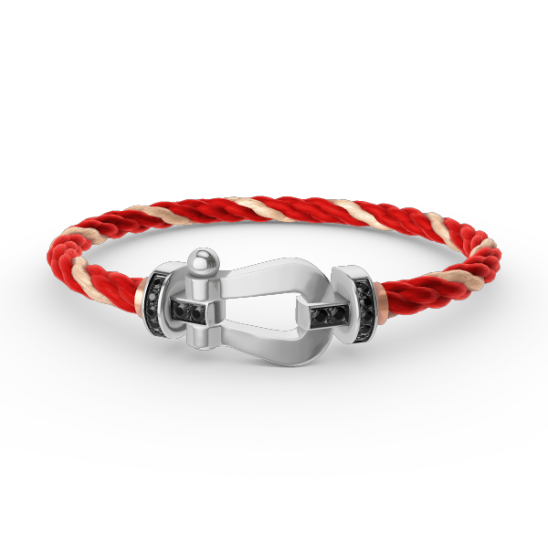 [Panda Jewelry]FORCE LARGE HORSESHOE BLACK DIAMOND BRACELET SILVER