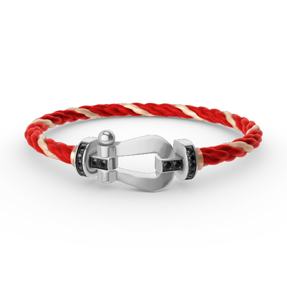 [Panda Jewelry]FORCE LARGE HORSESHOE BLACK DIAMOND BRACELET SILVER