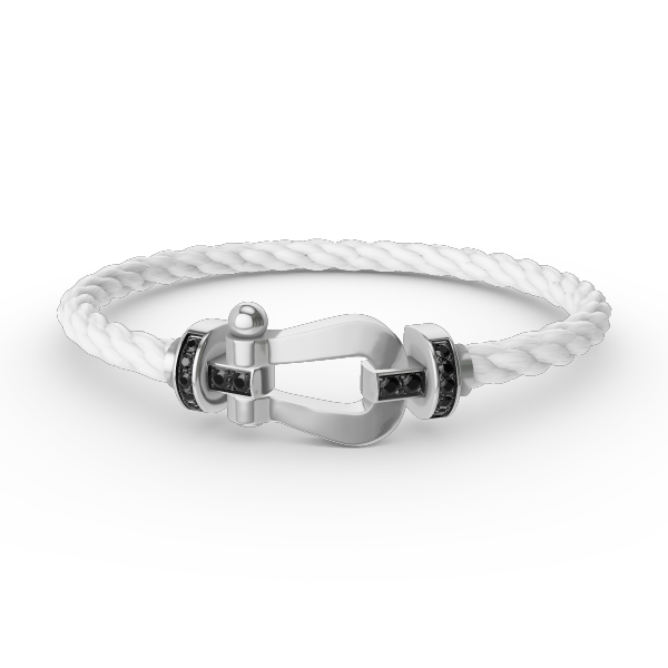 [Panda Jewelry]FORCE LARGE HORSESHOE BLACK DIAMOND BRACELET SILVER