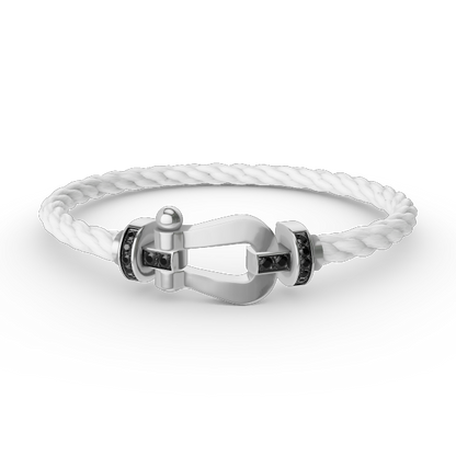 [Panda Jewelry]FORCE LARGE HORSESHOE BLACK DIAMOND BRACELET SILVER
