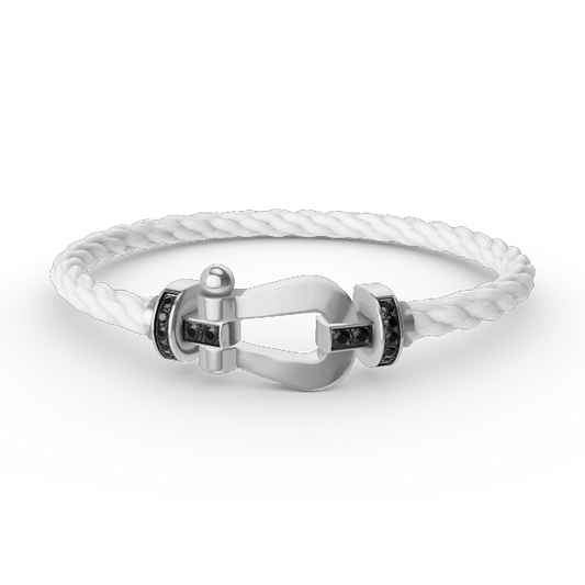 [Panda Jewelry]FORCE LARGE HORSESHOE BLACK DIAMOND BRACELET SILVER