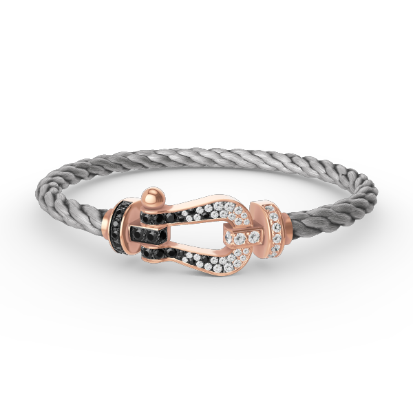 [Panda Jewelry]FORCE LARGE HORSESHOE BLACK WHITE DIAMOND BRACELET ROSE GOLD
