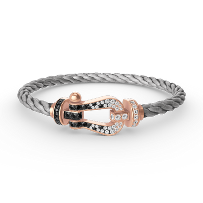 [Panda Jewelry]FORCE LARGE HORSESHOE BLACK WHITE DIAMOND BRACELET ROSE GOLD