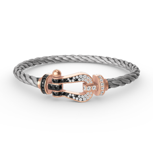[Panda Jewelry]FORCE LARGE HORSESHOE BLACK WHITE DIAMOND BRACELET ROSE GOLD