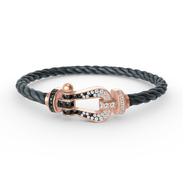 [Panda Jewelry]FORCE LARGE HORSESHOE BLACK WHITE DIAMOND BRACELET ROSE GOLD