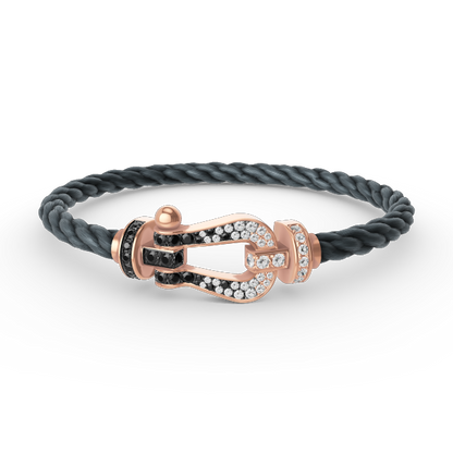 [Panda Jewelry]FORCE LARGE HORSESHOE BLACK WHITE DIAMOND BRACELET ROSE GOLD