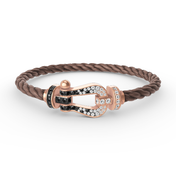 [Panda Jewelry]FORCE LARGE HORSESHOE BLACK WHITE DIAMOND BRACELET ROSE GOLD