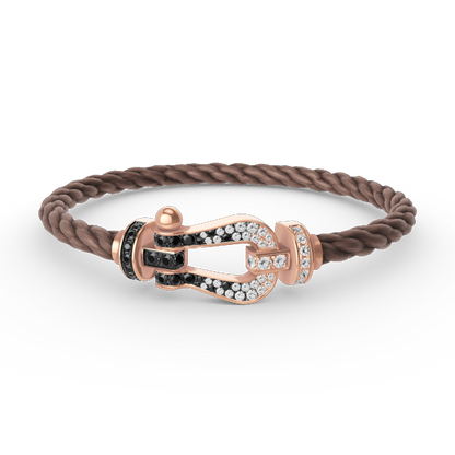 [Panda Jewelry]FORCE LARGE HORSESHOE BLACK WHITE DIAMOND BRACELET ROSE GOLD