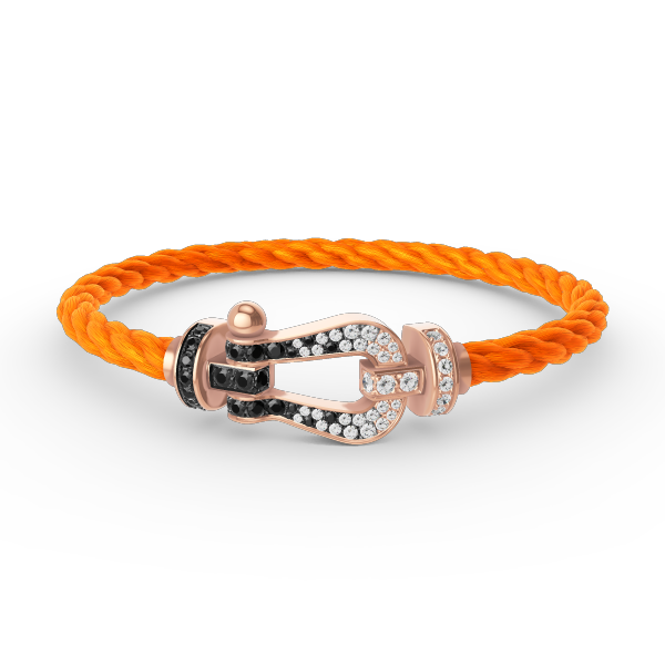 [Panda Jewelry]FORCE LARGE HORSESHOE BLACK WHITE DIAMOND BRACELET ROSE GOLD