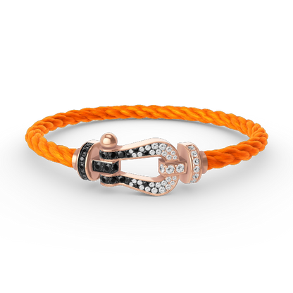 [Panda Jewelry]FORCE LARGE HORSESHOE BLACK WHITE DIAMOND BRACELET ROSE GOLD