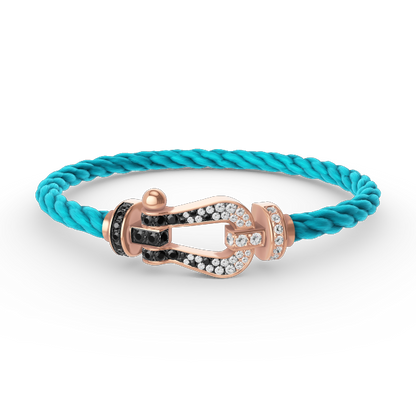 [Panda Jewelry]FORCE LARGE HORSESHOE BLACK WHITE DIAMOND BRACELET ROSE GOLD