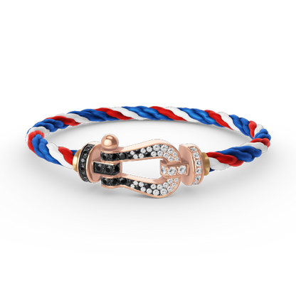 [Panda Jewelry]FORCE LARGE HORSESHOE BLACK WHITE DIAMOND BRACELET ROSE GOLD