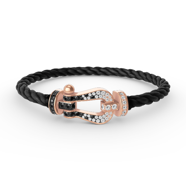 [Panda Jewelry]FORCE LARGE HORSESHOE BLACK WHITE DIAMOND BRACELET ROSE GOLD