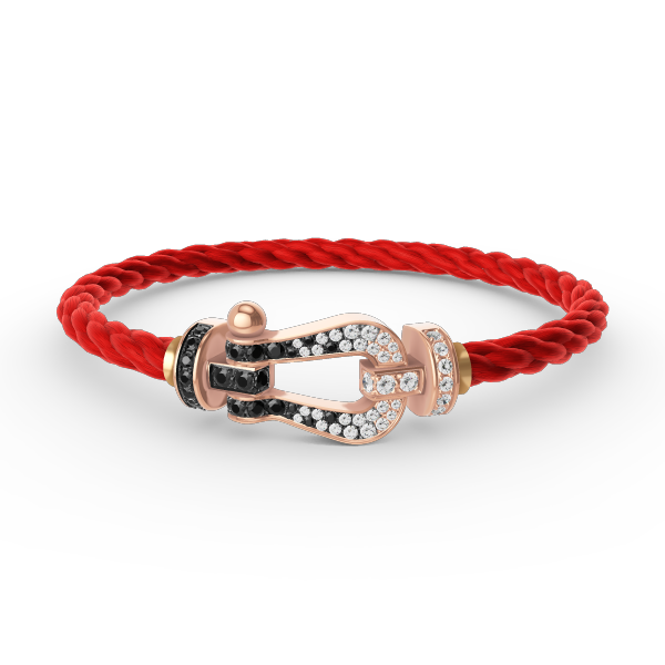 [Panda Jewelry]FORCE LARGE HORSESHOE BLACK WHITE DIAMOND BRACELET ROSE GOLD