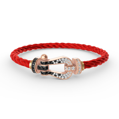 [Panda Jewelry]FORCE LARGE HORSESHOE BLACK WHITE DIAMOND BRACELET ROSE GOLD