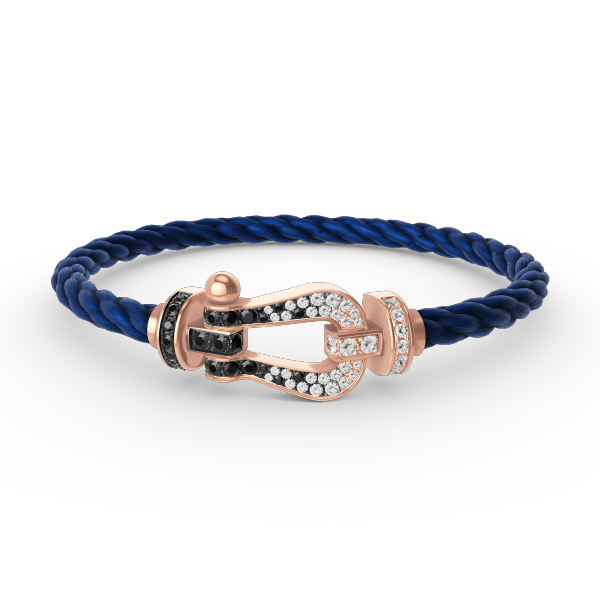 [Panda Jewelry]FORCE LARGE HORSESHOE BLACK WHITE DIAMOND BRACELET ROSE GOLD