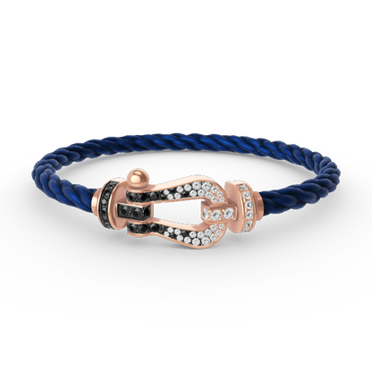 [Panda Jewelry]FORCE LARGE HORSESHOE BLACK WHITE DIAMOND BRACELET ROSE GOLD